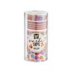 Öntapadós papírszalag, washi-tape, 6 x 2,5m, 6 db/csomag, 6 féle változat