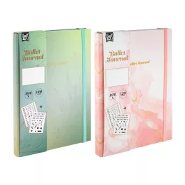   Bullet Journal, pontrácsos napló, notesz A/5, 104 lapos, 120g, 2 ív matricával, kétféle változat