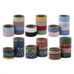 Öntapadós papírszalag, washi-tape, 2,5m, 6 db/csomag, karácsonyi, 6 féle változat