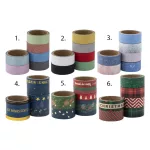 Öntapadós papírszalag, washi-tape, 2,5m, 6 db/csomag, karácsonyi, 6 féle változat