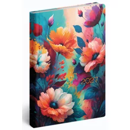   Realsystem határidőnapló, B/6, heti tervező, 2027, Fiestina floral 