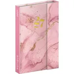 Realsystem mágnessel záródó agenda, határidőnapló, heti tervező, 11x16cm, 2027, Pink Marble