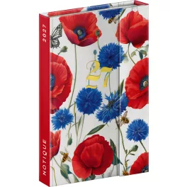   Realsystem mágnessel záródó agenda, határidőnapló, heti tervező, 11x16cm, 2027, Porcelain Flower