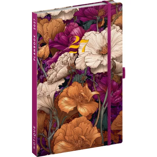 Realsystem design agenda, határidőnapló, 13x21cm, heti tervező, 2027, Vintage Flowers