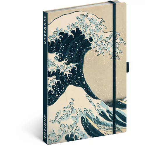 Realsystem Notique design keményfedeles notesz, napló 13x21cm, vonalas, Katsushika Hokusai