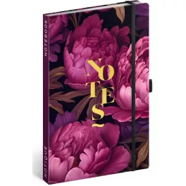   Realsystem Notique design keményfedeles notesz, napló 13x21cm, vonalas, Purple Flowers