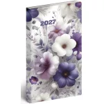 Realsystem zsebnaptár, álló, heti, 9x16,5cm, 2027. Flexi lilavirág