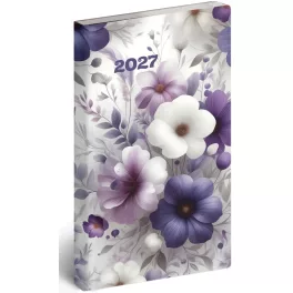   Realsystem zsebnaptár, álló, heti, 9x16,5cm, 2027. Flexi lilavirág