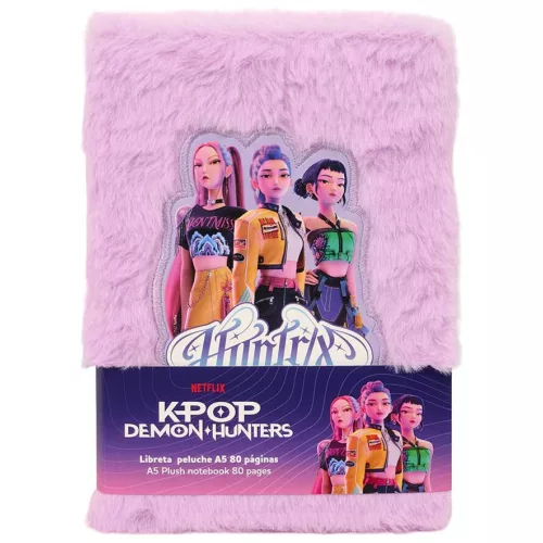 K-POP Démonvadászok napló plüss borítóval, A/5, vonalas