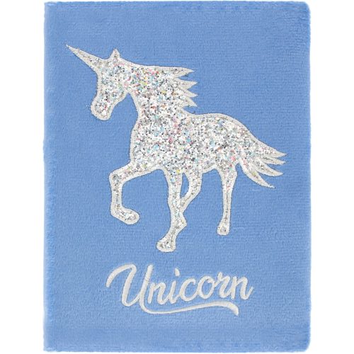 Unikornis napló, notesz, A/5, plüss borítóval, Glitter Unicorn