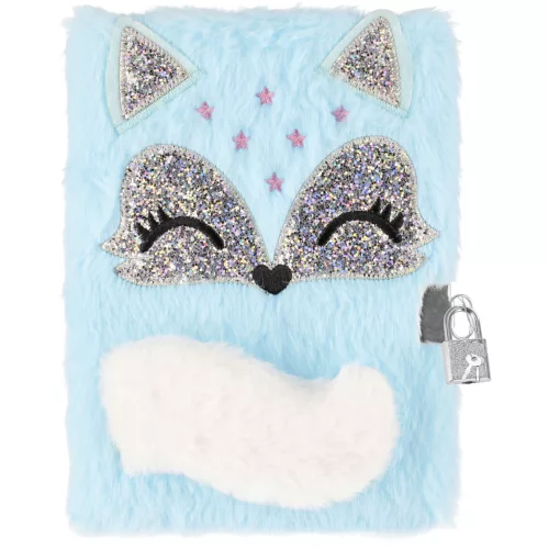 Rókás napló kulccsal, A/5, plüss borítóval, Fox