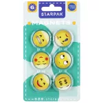 Smiley, emoji mágnes szett, 6 db-os, 33mm