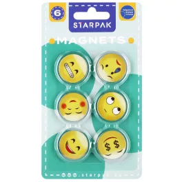 Smiley, emoji mágnes szett, 6 db-os, 33mm