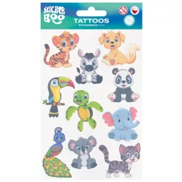   Tetoválás matrica szett, állatfigurák, 10x17,5cm, Sticker Boo
