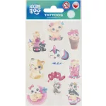 Tetoválás matrica szett, cuki cicák, 10x17,5cm, Sticker Boo