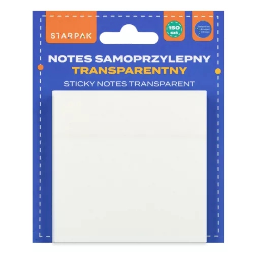 Öntapadós jegyzettömb, átlátszó, Post-It, 75x75 mm, 150 lap