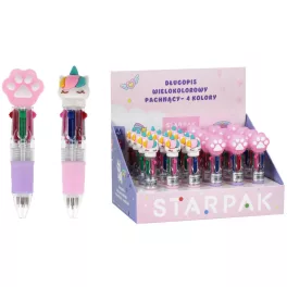   Mini többszínű toll, 4 színnel, 0,7mm, Starpak, kétféle változat (unikornis vagy mancsos)
