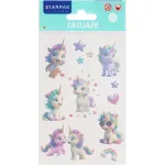 Tetoválás matrica szett, cuki unikornisok, 10x17,5cm, Sticker Boo