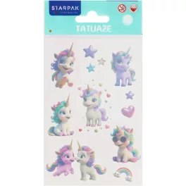   Tetoválás matrica szett, cuki unikornisok, 10x17,5cm, Sticker Boo