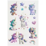 Tetoválás matrica szett, cuki unikornisok, 10x17,5cm, Sticker Boo