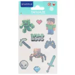 Tetoválás matrica szett, pixel formák, Minecraft minta, 10x17,5cm, Sticker Boo (583967)