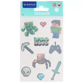   Tetoválás matrica szett, pixel formák, Minecraft minta, 10x17,5cm, Sticker Boo (583967)