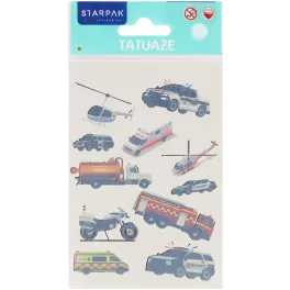   Tetoválás matrica szett, járművek, 10x17,5cm, Sticker Boo (590548)