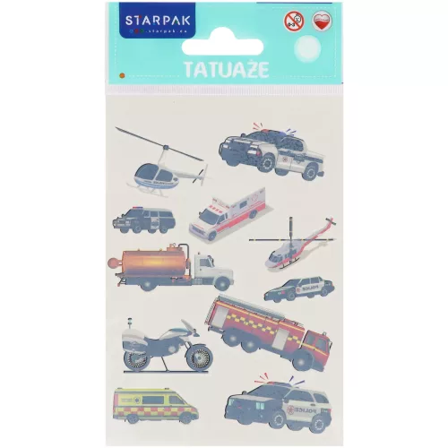 Tetoválás matrica szett, járművek, 10x17,5cm, Sticker Boo (590548)