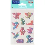 Tetoválás matrica szett, cuki sárkányok, 10x17,5cm, Sticker Boo
