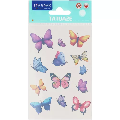 Tetoválás matrica szett, lepkék, 10x17,5cm, Sticker Boo (590553)