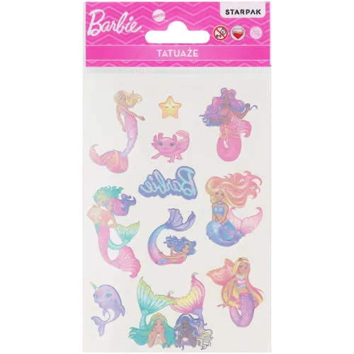 Tetoválás matrica szett, sellő Barbie, 10x17,5cm, Sticker Boo