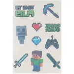 Tetoválás matrica szett, Minecraft mintás, 10x17,5cm, Sticker Boo (592918)