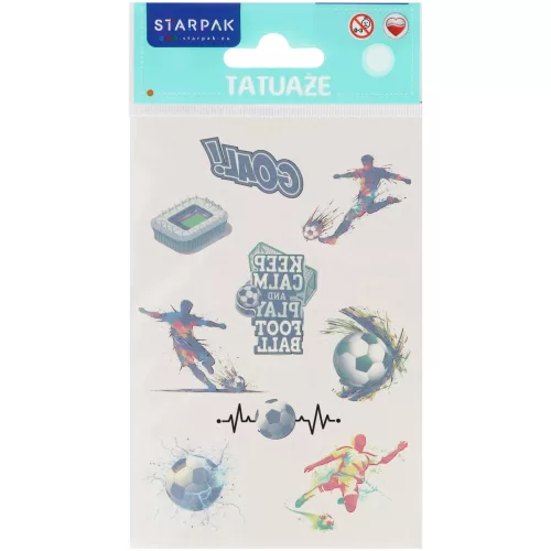 Tetoválás matrica szett, focis, 10x17,5cm, Sticker Boo (594504)