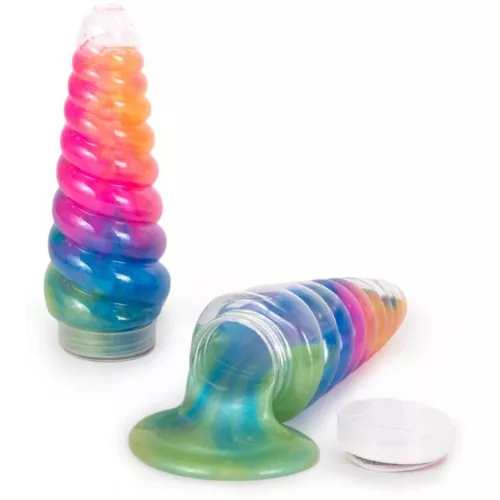 Szivárványos slime unikornis szarv alakú formában, 115g