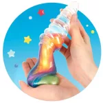 Szivárványos slime unikornis szarv alakú formában, 115g