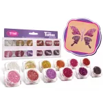 Csillámporkészlet, 12 db-os, 12x2,5 ml, top meleg színek