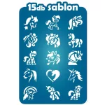 Sablonok, közepes, 15 db-os, lovak és unikornisok (CTMS-0073)