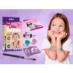 Csillámtetoválás szett, Lovak és Unikornisok, 15 sablonnal és 2 csillámporral