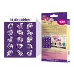 Csillámtetoválás szett, Lovak és Unikornisok, 15 sablonnal és 2 csillámporral