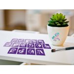 Csillámtetoválás szett, Lovak és Unikornisok, 15 sablonnal és 2 csillámporral