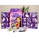 Csillámtetoválás Gleamy szett (30 sablon, 3 csillámpor, 5 ml ragasztó, ecset)