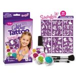 Csillámtetoválás Sassylue szett (58 sablon, 6 csillámpor, 7 ml ragasztó, 2 ecset)