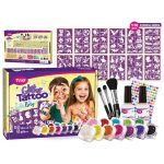 Csillámtetoválás GlitzParty szett (110 sablon, 12 csillámpor, 14 ml ragasztó, 3 ecset, strasszkő)