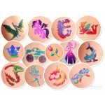 Csillámtetoválás GlitzParty szett (110 sablon, 12 csillámpor, 14 ml ragasztó, 3 ecset, strasszkő)